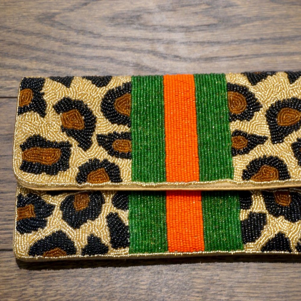 Spotted Beaded Clutch